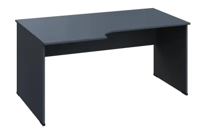 ERL 18 - 166 stůl kancelářský, rohový, levý, dřevěná podnož, deska 18 mm, široký 1600 mm, antracit